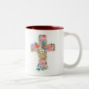 De Café Em Dois Tons Caneca transversal - amor, esperança, fé