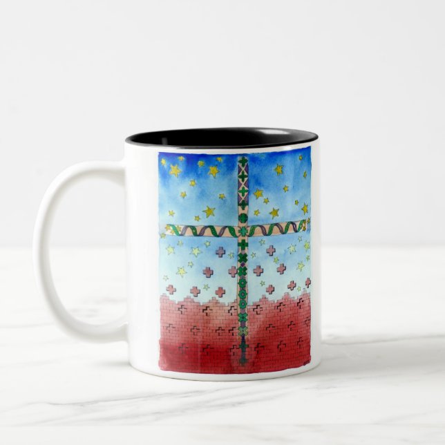 De Café Em Dois Tons Caneca transversal da aguarela (Esquerda)