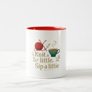 De Café Em Dois Tons Caneca - Tricotar um pouco, beber um pouco.