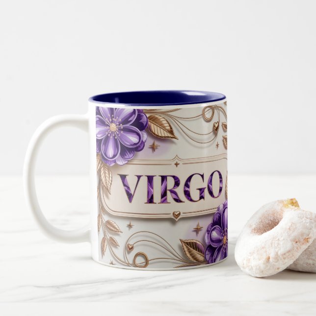 De Café Em Dois Tons Caneca Two Tone Azul Branco Creme Roxo Virgem (Com Donut)