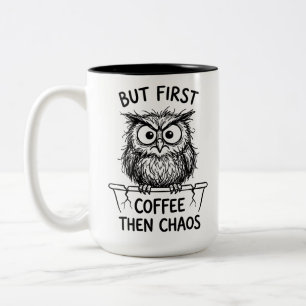 De Café Em Dois Tons Caneca Two-Tone Coruja Mal-Humorada Citação Engraç