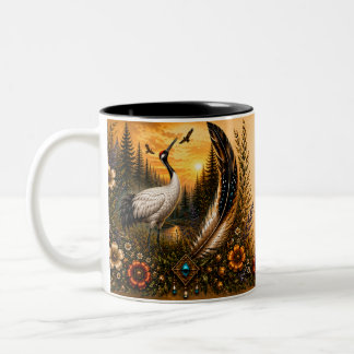 De Café Em Dois Tons Caneca Two-Tone da Herança Indígena do Grou