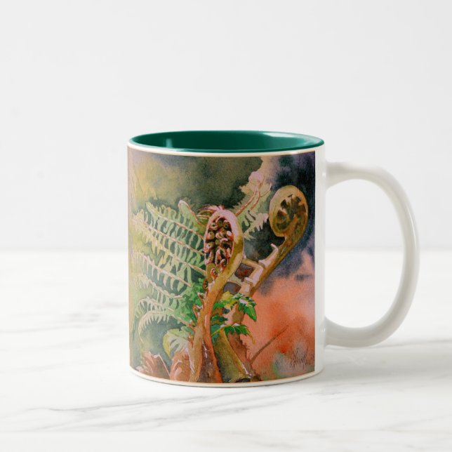 De Café Em Dois Tons Caneca Unfurling da gratitude da aguarela da (Direita)