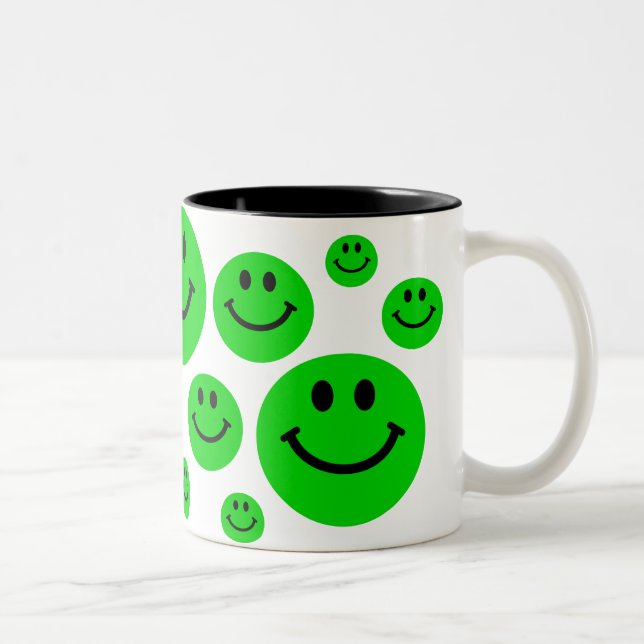 De Café Em Dois Tons Caneca verde das caras (Direita)