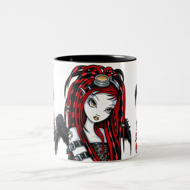 De Café Em Dois Tons Caneca vermelha "carmesim" do anjo do gótico do (Centro)