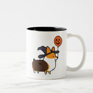 De Café Em Dois Tons Caneca vermelha   CorgiThings do Dia das Bruxas do