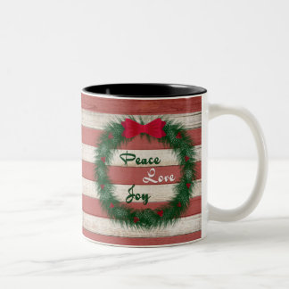 De Café Em Dois Tons Caneca vermelha da grinalda da listra da paz, do