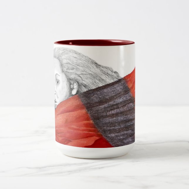 De Café Em Dois Tons Caneca vermelha da menina 1 (Centro)