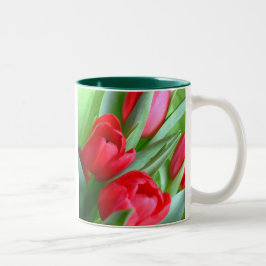 De Café Em Dois Tons Caneca vermelha das tulipas