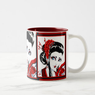 De Café Em Dois Tons Caneca vermelha e preta