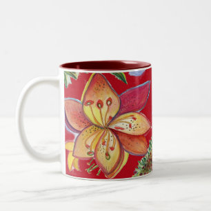 De Café Em Dois Tons Caneca vermelha vermelha da orquídea