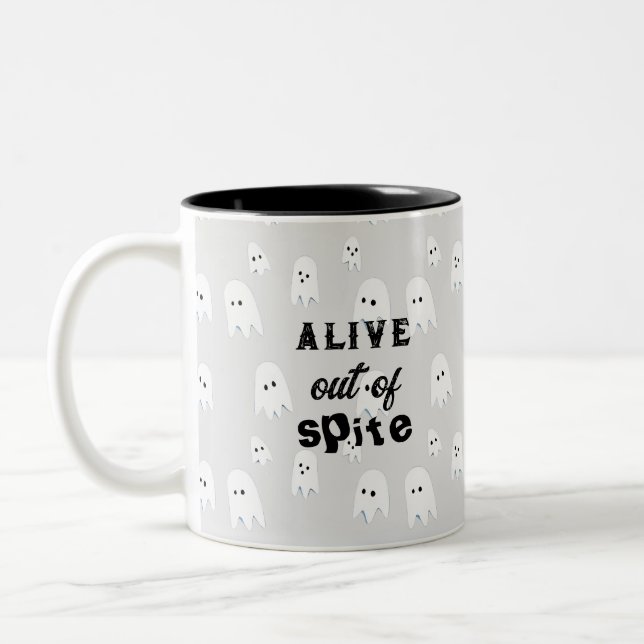 De Café Em Dois Tons Caneca Viva por Rancor com fantasmas fofos (Esquerda)