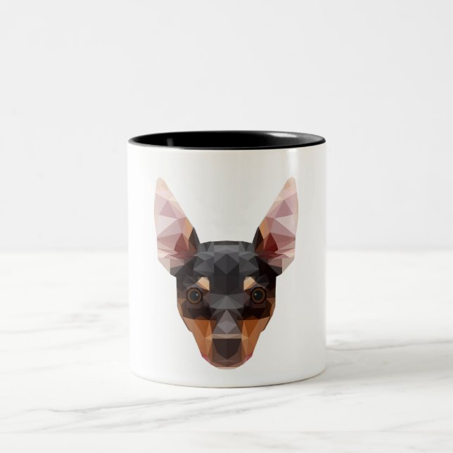 De Café Em Dois Tons Cão animal geométrico do Pinscher da caneca da (Centro)