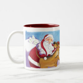 De Café Em Dois Tons Cão e caneca do papai noel