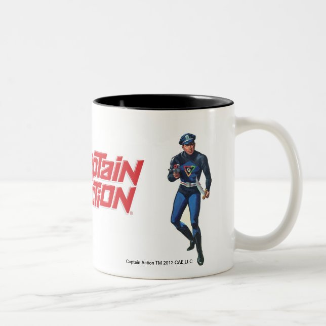 De Café Em Dois Tons Capitão Ação Caneca do vintage (Direita)