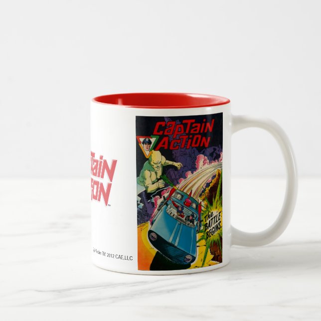 De Café Em Dois Tons Capitão Ação Vintage Caneca (Direita)