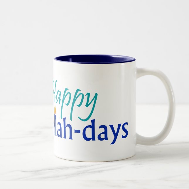 De Café Em Dois Tons Chalá-dias felizes caneca Azul-alinhada (Direita)