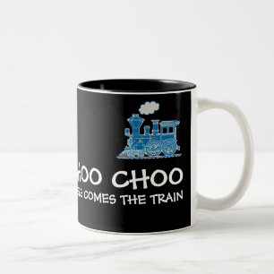 De Café Em Dois Tons Choo Choo aqui vem o marinho do trem & a caneca