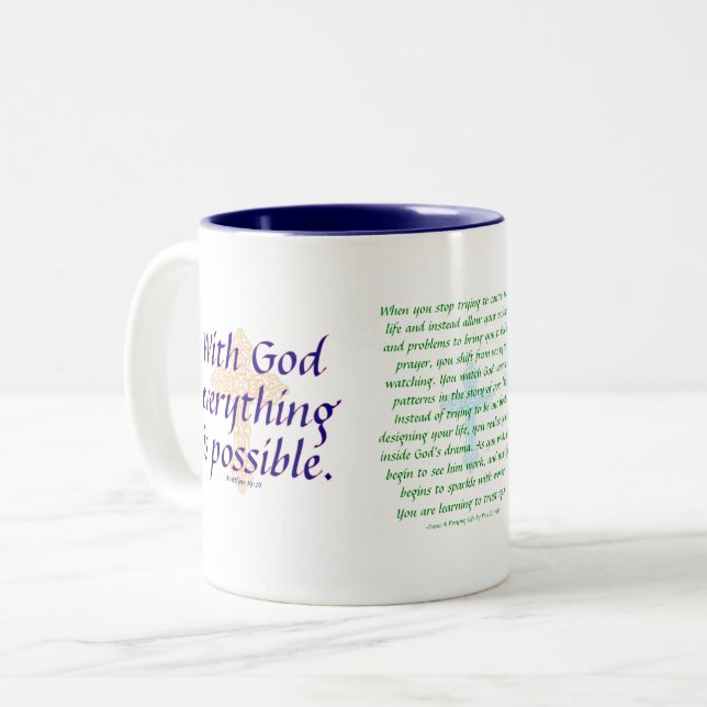 De Café Em Dois Tons Com deus tudo é possível - caneca (Frente Esquerda)