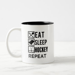 De Café Em Dois Tons Coma a caneca engraçada do hóquei dos homens da
