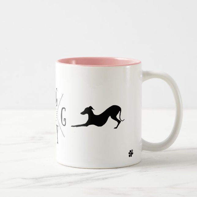 De Café Em Dois Tons Copo da caneca do cão do galgo italiano (Direita)