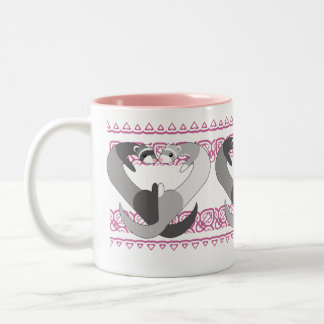 De Café Em Dois Tons Corações da caneca da doninha
