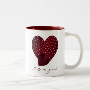 De Café Em Dois Tons Corações vermelhos bonito: Eu te amo caneca