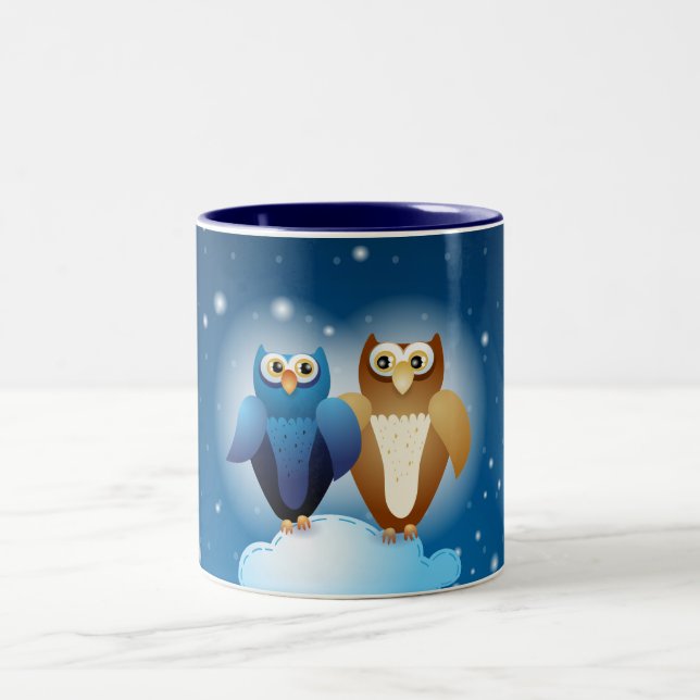 De Café Em Dois Tons Corujas apaixonadas, caneca (Centro)