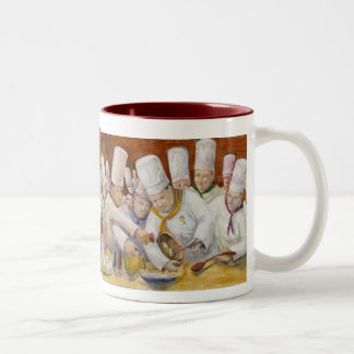 De Café Em Dois Tons Cozinheiros demais na caneca da cozinha