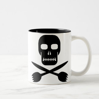De Café Em Dois Tons Crânio do capitão Cruel & a caneca da Cruz-sporks