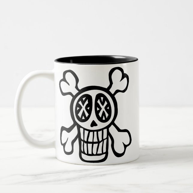 De Café Em Dois Tons crânio e caneca dos crossbones (Esquerda)