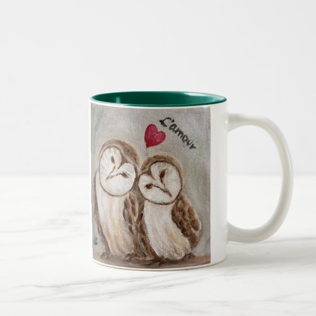 De Café Em Dois Tons Da coruja amor sempre você caneca do Dois-tom (Direita)