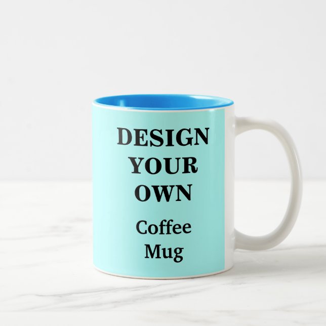 De Café Em Dois Tons Design Sua Própria Caneca - Azul Claro (Direita)