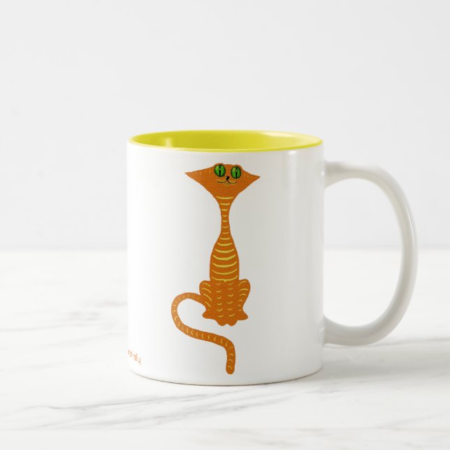 De Café Em Dois Tons Design vermelho engraçado da caneca do gato (Direita)