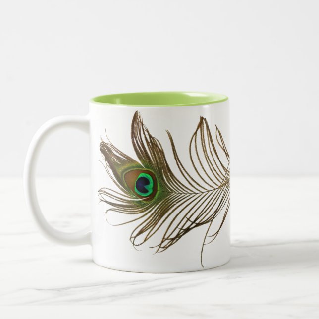 De Café Em Dois Tons Dobro da pena do pavão - caneca (Esquerda)