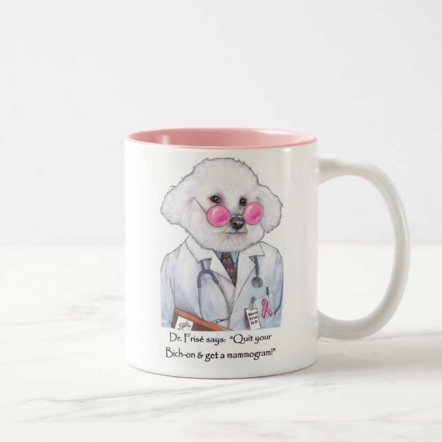 De Café Em Dois Tons Dr. Bizou Frise na caneca dos mamogramas (Direita)