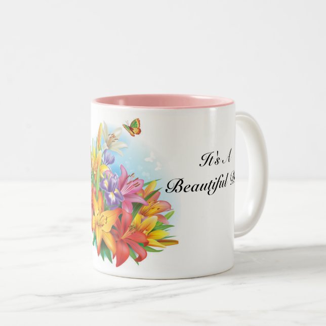 De Café Em Dois Tons É uma bela caneca do dia (Frente Esquerda)