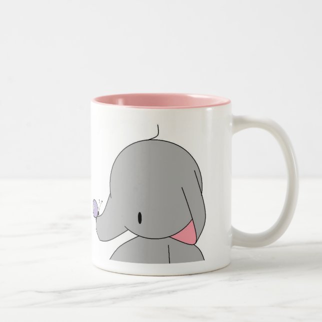De Café Em Dois Tons elefante com caneca da borboleta (Direita)
