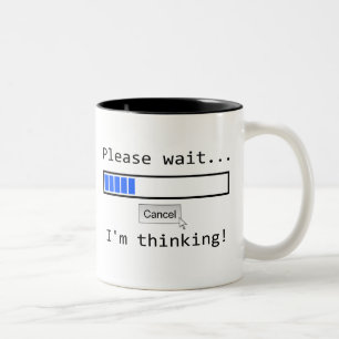 De Café Em Dois Tons Espere por favor….Eu estou pensando com a caneca