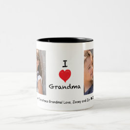 De Café Em Dois Tons Eu amo a caneca customizável da foto da avó 2