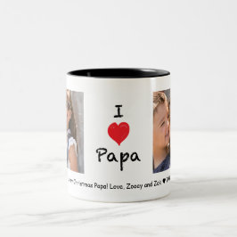 De Café Em Dois Tons Eu amo a caneca customizável da foto da papá 2