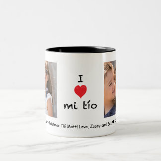 De Café Em Dois Tons Eu amo a caneca customizável da foto do tío 2 do