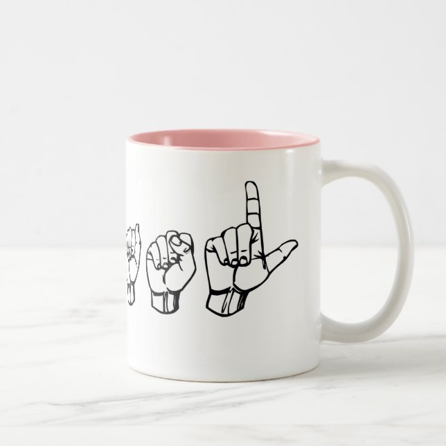 De Café Em Dois Tons Eu amo a caneca do ASL (Direita)