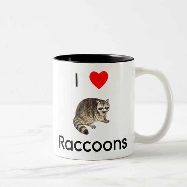 De Café Em Dois Tons Eu amo a caneca dos guaxinins (Direita)