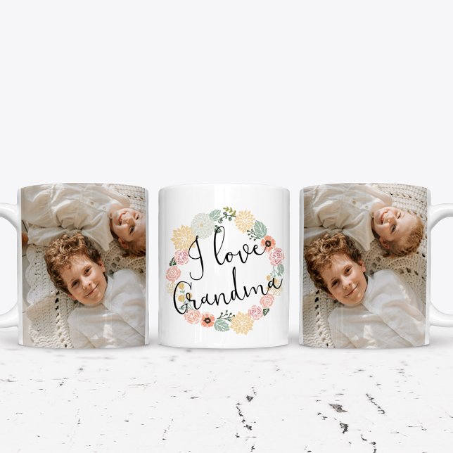 De Café Em Dois Tons Eu Amo Avó Caneca Personalizada com Foto (Criador carregado)