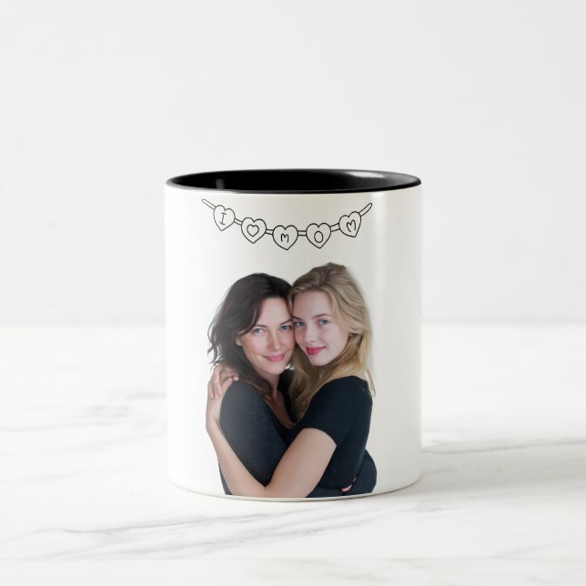De Café Em Dois Tons Eu Amo Mamãe | Caneca Personalizada com Foto para  (Centro)