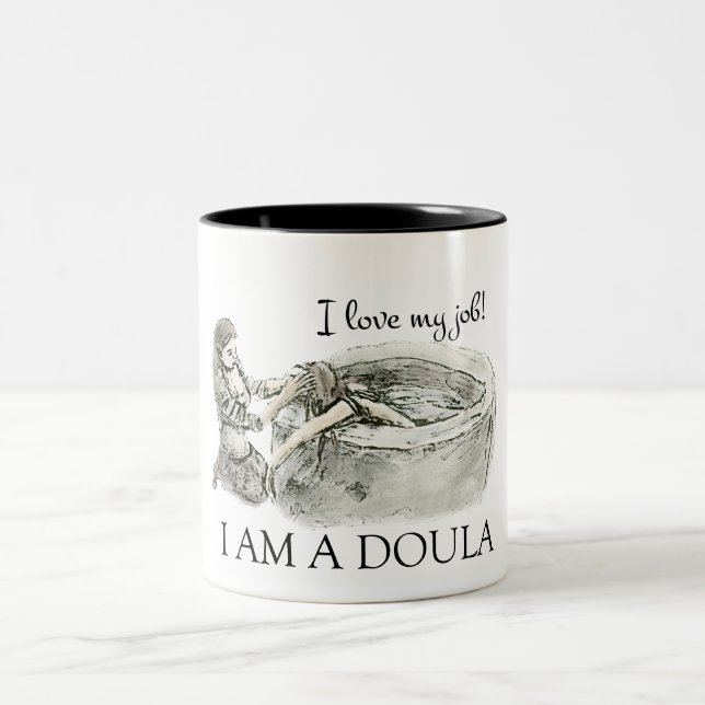 De Café Em Dois Tons EU AMO MEU TRABALHO - caneca do doula (Centro)