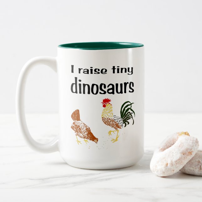 De Café Em Dois Tons Eu aumento a caneca minúscula dos dinossauros (Com Donut)