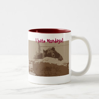 De Café Em Dois Tons Eu deio segundas-feiras! caneca do urso