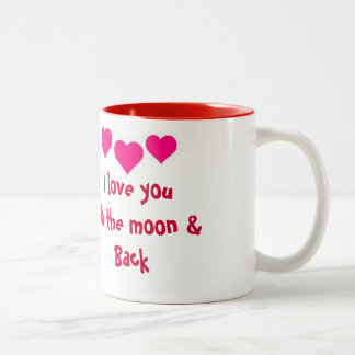 De Café Em Dois Tons Eu te amo à lua & à caneca traseira